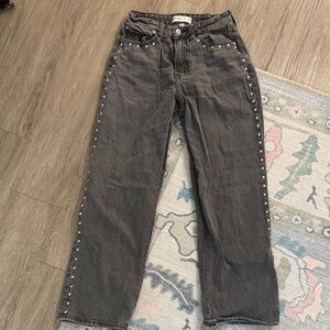 Abercrombie & Fitch Black Loose High-Rise Jeans with Side Studs